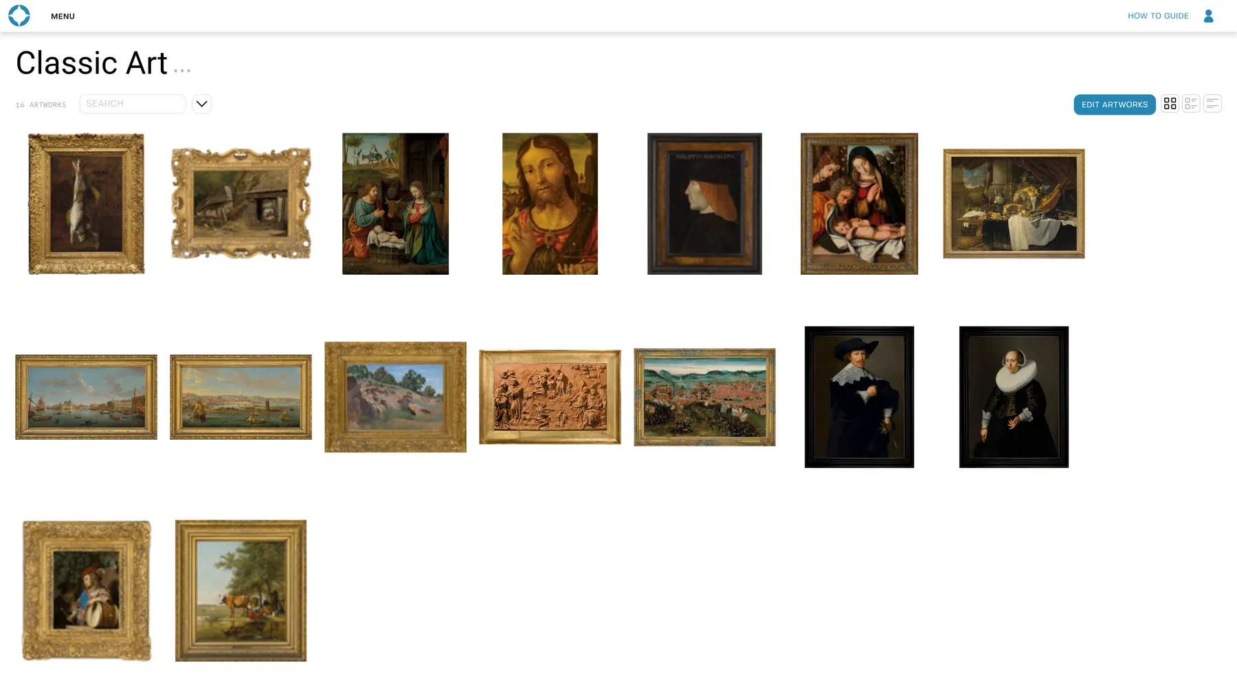 A Voyager artwork collection page showing uploaded works